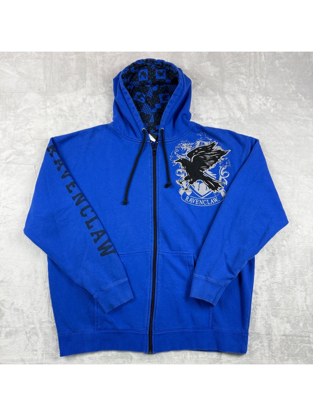 Y2K Harry Potter Ravenclaw Men’s XL Blue Full Zip Hoodie Universal Studios Eagle